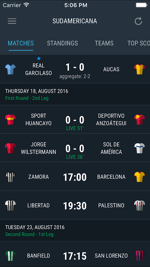 Android application Copa Sudamericana 2016 Live screenshort
