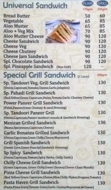 Shambhu's Coffee Bar menu 