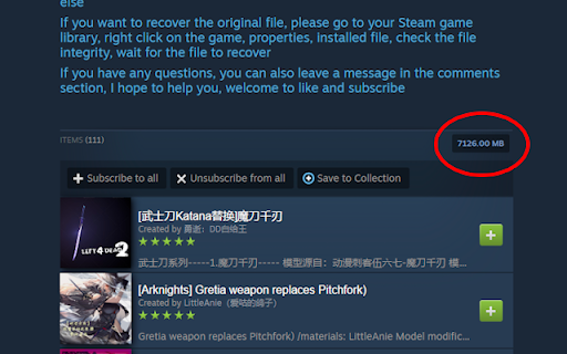 Steam Collection Size Viewer