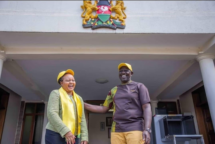 Kirinyaga Governor Anne Waiguru and Deputy President William Ruto after a meetig at his official Karen Residence on October 26, 2021.