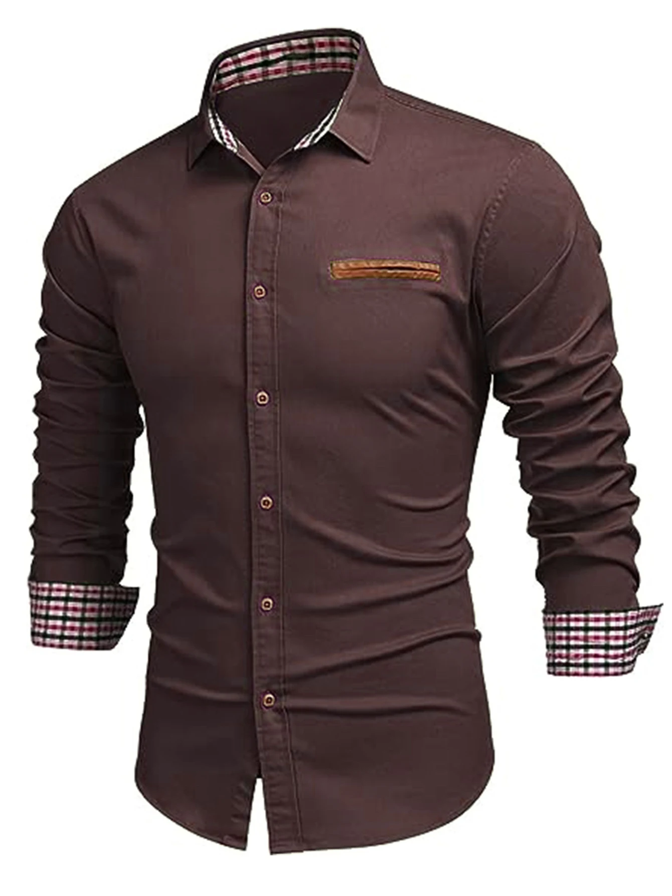 Title 3, Camisa Casual Masculina Primavera e Outono Xadr...
