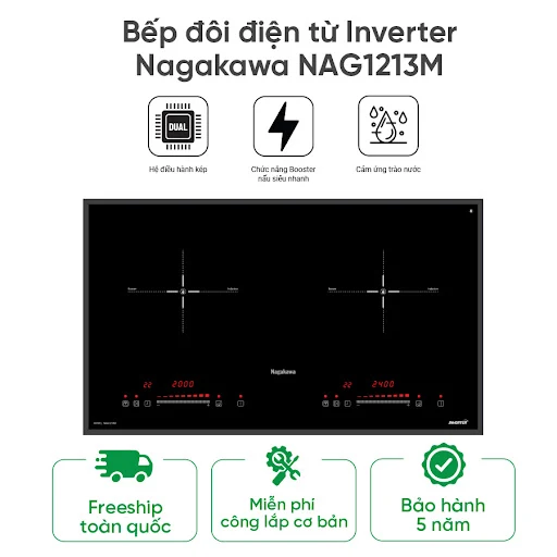 BẾP ĐÔI ĐIỆN TỪ INVERTER NAGAKAWA NAG1213M