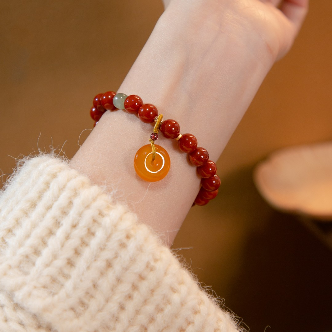 Title 4, Enkele cirkel natuurlijke agaat armband met vre...