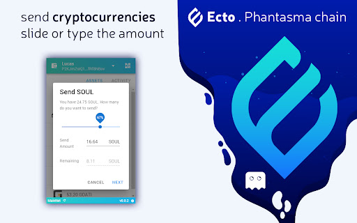 send cryptocurrencies Phantasma chain slide type the amount 