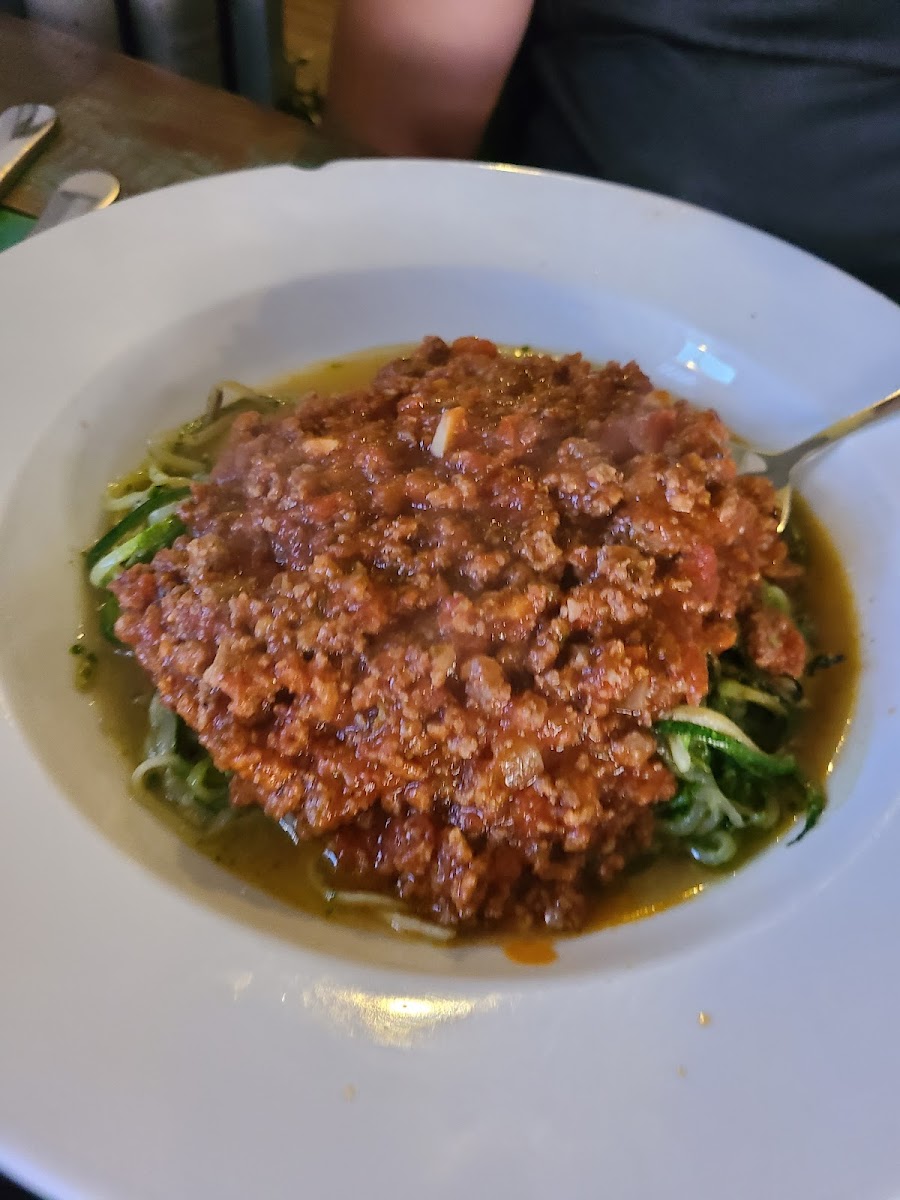 Zucchini noodles w/Bolognese sauce