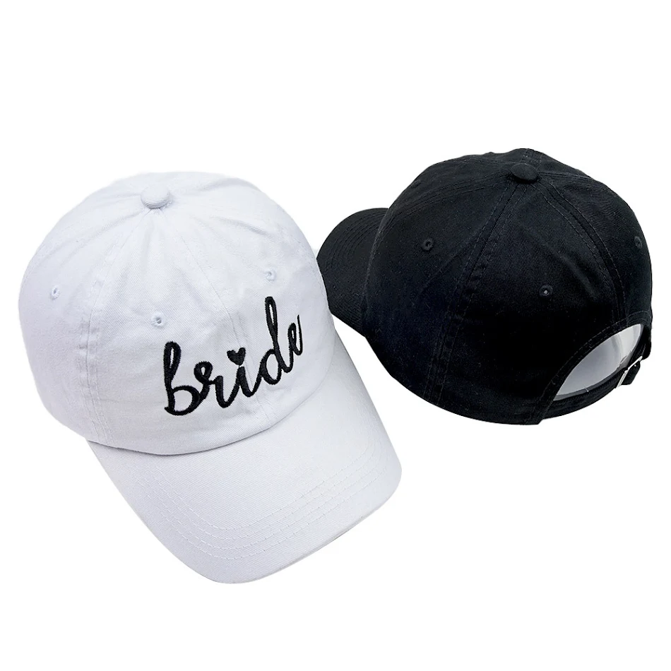 Sombrero de béisbol de boda bordado con letras informales a la moda para mujer