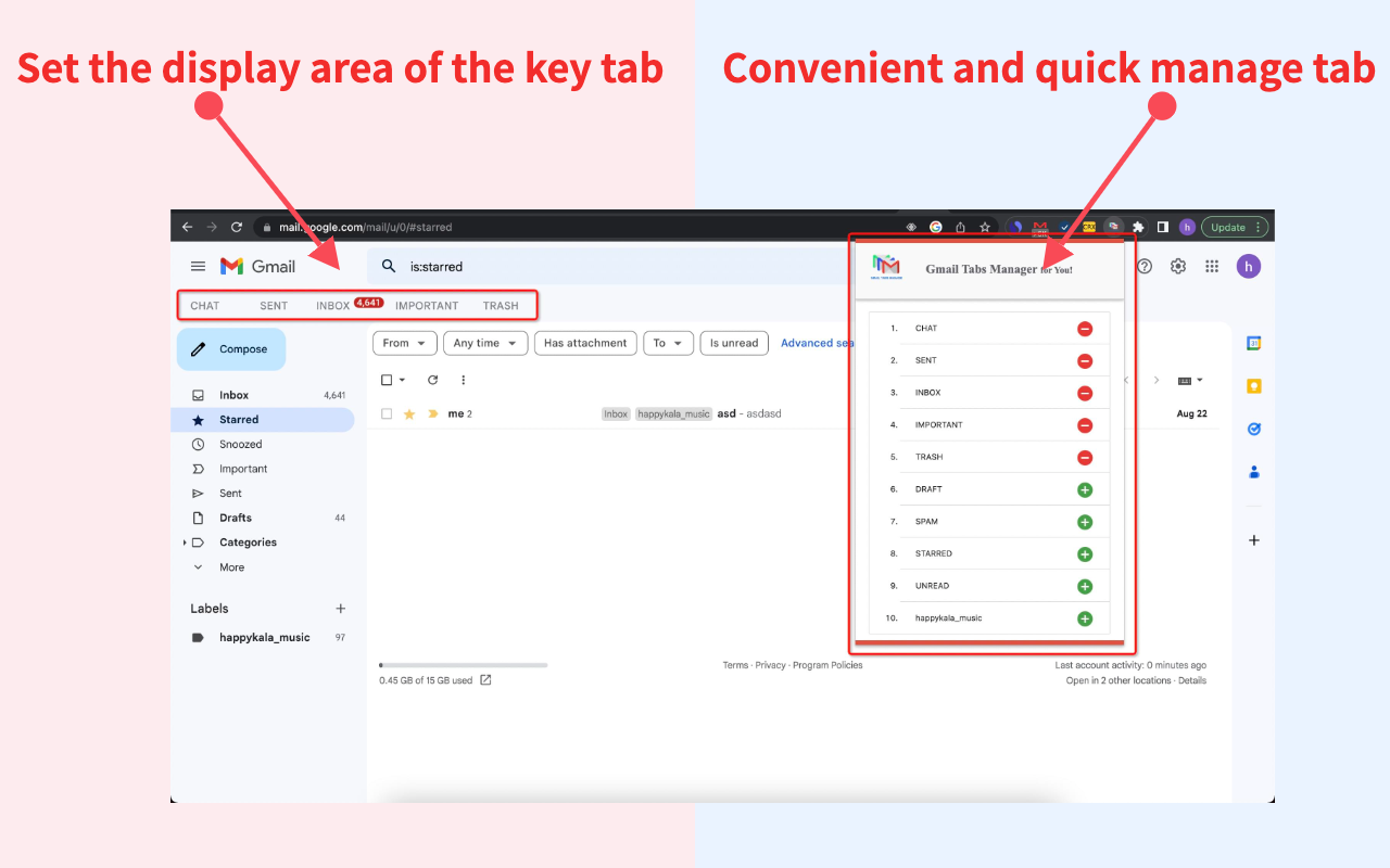 Gmail Tabs Manager Preview image 1