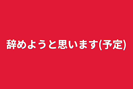 辞めようと思います(予定)