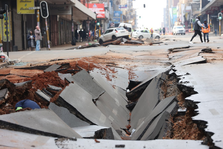 Bree Street in Johannesburg CBD after an explosion on Wednesday.