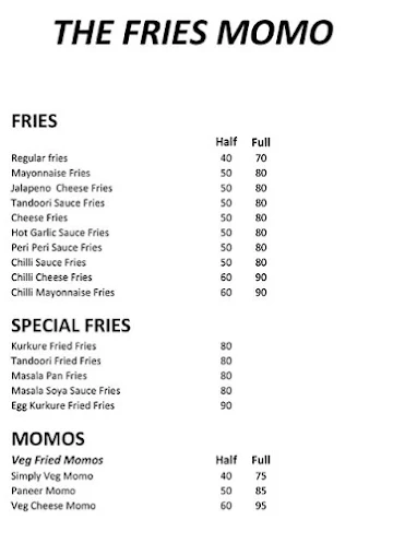 The Fries Momo menu 