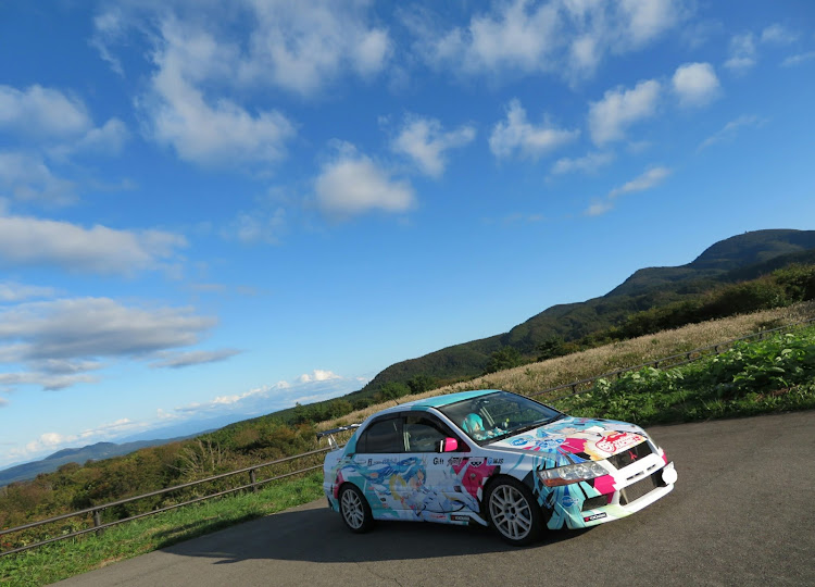 ランサーエボリューションのミクエボ・痛車フェス・週末台風接近・黄桜の里・お知らせに関するカスタム事例の投稿画像1枚目