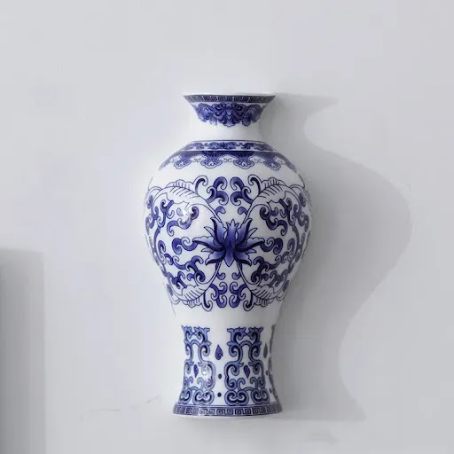 Title 8, Antique Ceramic Vase with Dracaena Sanderiana f...