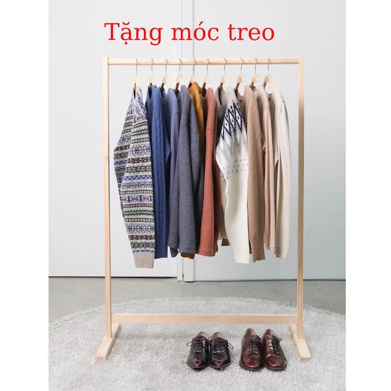 Kệ Treo Quần Áo Gỗ Thanh Đơn, Xào Phơi Quần Áo Gỗ Thông - Nội Thất Ht