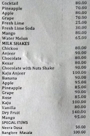 Hotel Prashant menu 