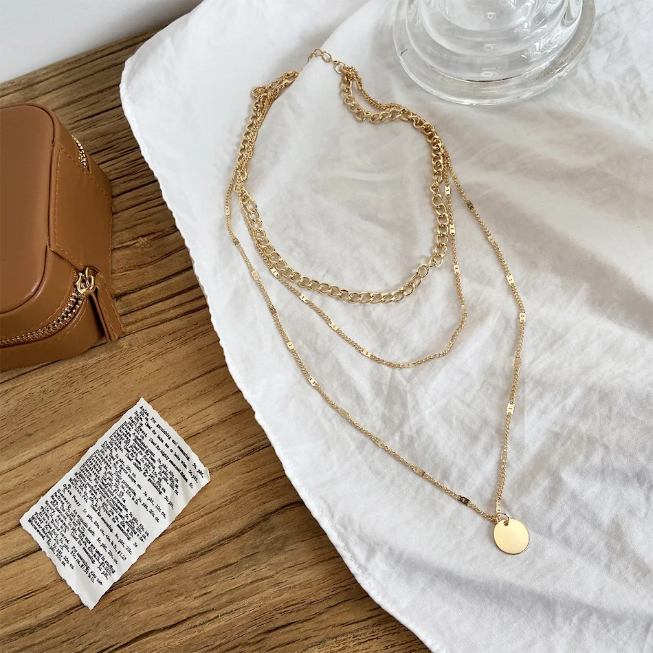 Women's Multilayer Necklace, Disc Pendant, Clavicle Chains, Personality Jewelry, Fashion Accessory, Adds Elegance to Any
