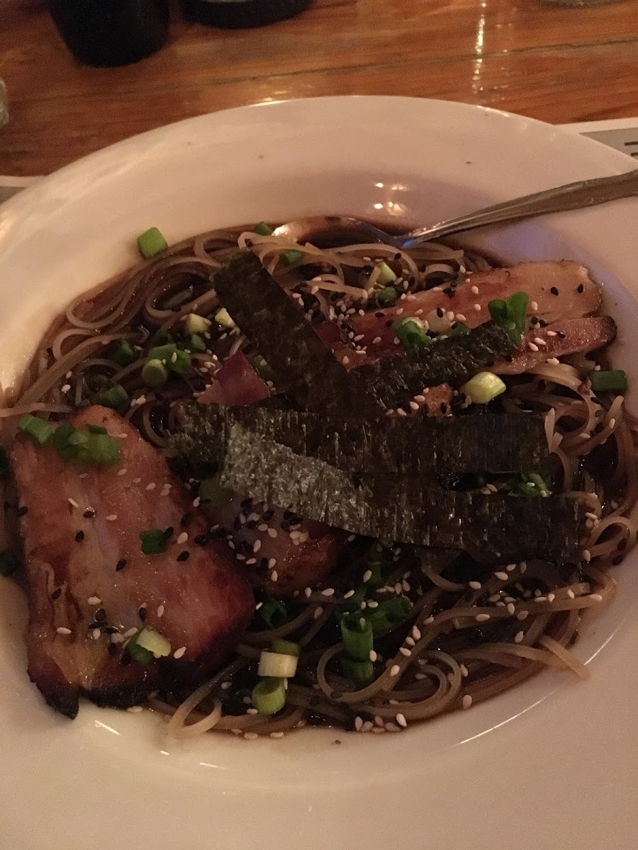 GF ramen noodles with pork belly