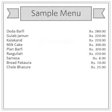 Pandit Sweets menu 