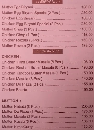 Aahar Restaurant menu 
