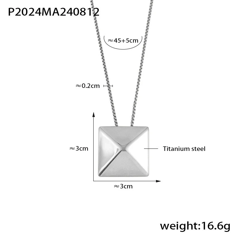 Colar com pingente triangular tridimensional quadrado, design moderno. Ideal para uso diário e para complementar qualquer look.