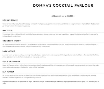 Dear Donna menu 