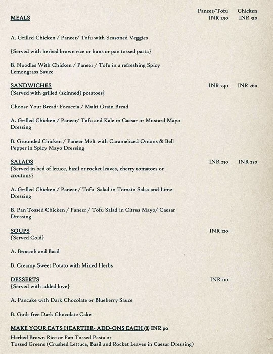 Hearty Eats menu 