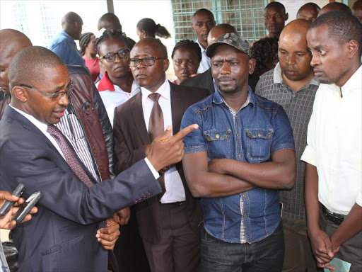 Murang'a governor Mwangi wa Iria at Murang'a general hospital where he threatened to sack medics over lack of drugs. Photo/ALICE WAITHERA