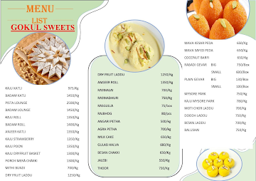 Gokul Sweets & Namkin menu 