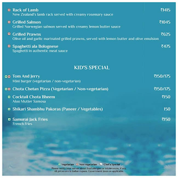 Turque - Sayaji Hotel menu 