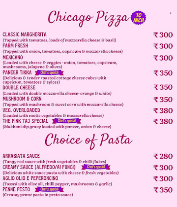 The Pink Taj menu 