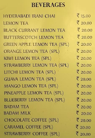 Hyderabadi Irani Chai menu 1