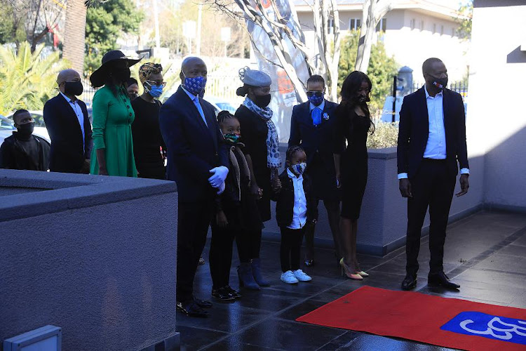 The family of the late radio legend Bob Mabena at his memorial service in Houghton on Thursday.