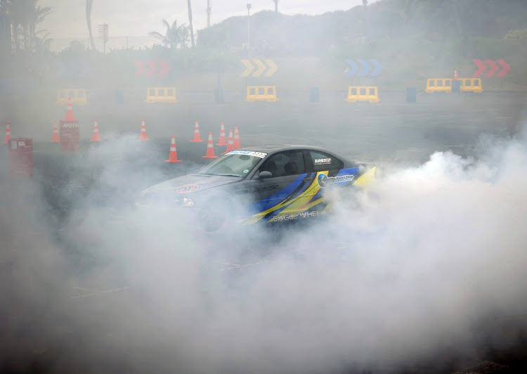 A BMW driver entertaining the crowd