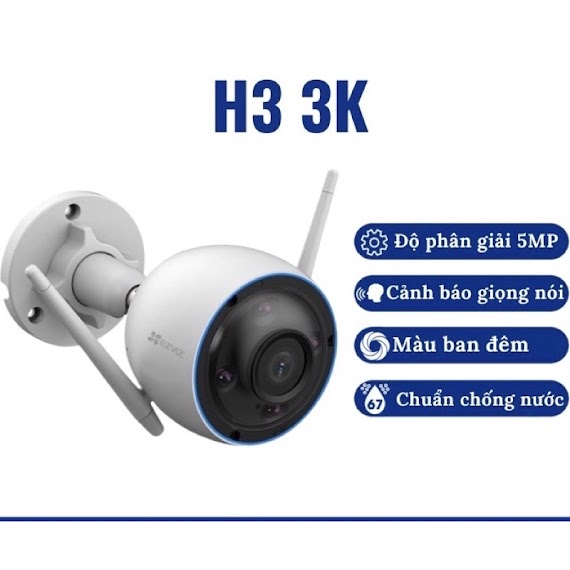 Camera Wifi Ezviz H3 5Mp (3K) Và H3 3Mp (2K) Rõ Nét - Hàng Chính Hãng