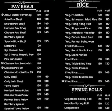 Bombay Xpress menu 