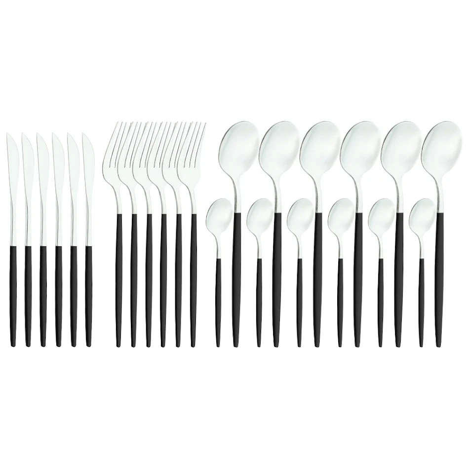 Roestvrijstalen steakmessen, vork en lepel set Geniet van uw maaltijden met deze elegante, duurzame en hoogwaardige bestekset Ideaal voor steaks