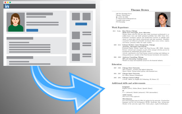 Linkedin to PDF resume