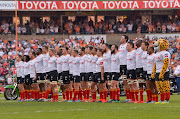 Cheetahs singing the National Anthem during the Currie Cup, Final match between Toyota Free State XV and Xerox Golden Lions XV at Toyota Stadium on September 07, 2019 in Bloemfontein, South Africa. 