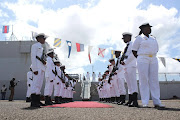 SAS MENDI Silent guards waiting for South African Defence Force Commanders and dignitaries to board on their ship at an Armed Forces Day in Richard's Bay.