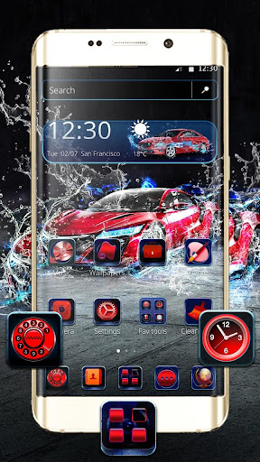 Water Splash Red Car Theme