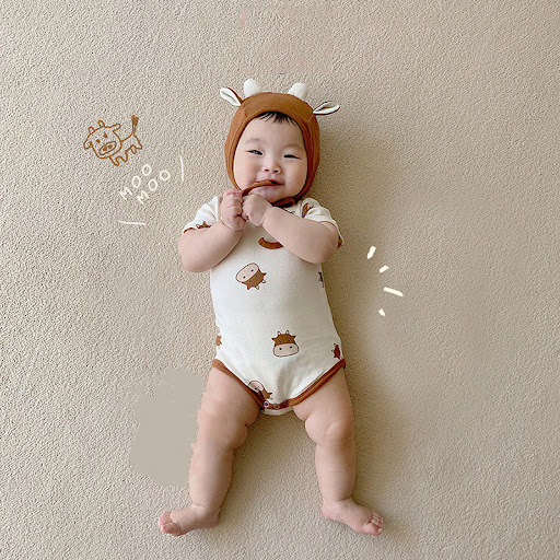 Title 2, Baby Cute Cartoon Mavericks Short Sleeve Romper...