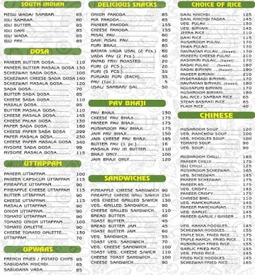 Narayan Bhuvan Veg Restaurant menu 