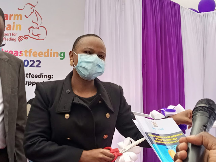 Health CAS Dr Mercy Mwangangi presides over the official launch of the World Breast feeding week at Mbagathi Hospital on July 5, 2022