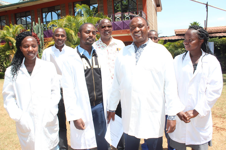 Members of AHTTA in Murang'a town on Wednesday.