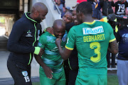 Matome Kgoetyane of Baroka FC celebrate goal with team mates during the Telkom Knockout quarter final match Baroka FC and Mamelodi Sundowns at Peter Mokaba Stadium on November 03, 2018 in Polokwane, South Africa. 