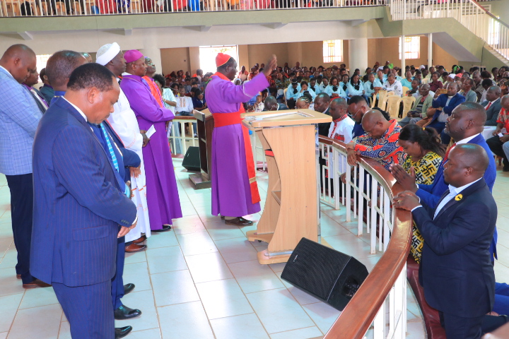 Embu county leaders and clergy during the interndominational prayers at ACK St Peters Cathedral in Siakago on Wednesday, May 4,2022.