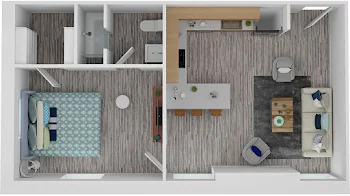 Go to One Bed, One Bath Floorplan page.