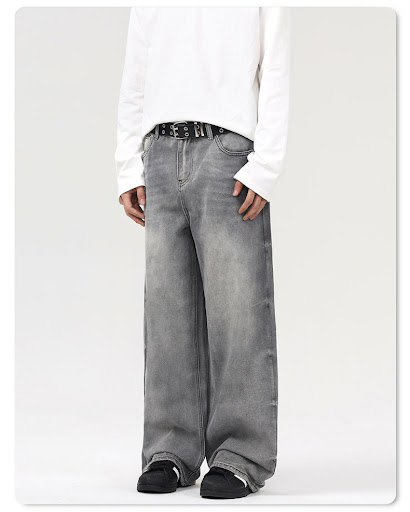 Title 8, Retro Washed Smoky Gray Jeans Men and Women Loo...