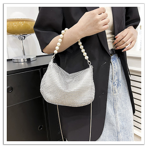 Title 16, Womens Pearl Special Imitation Diamond Handbag...