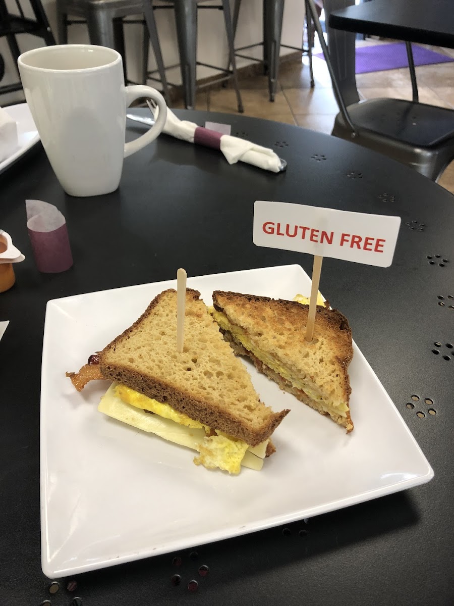 Delicious breakfast sandwiches on GF toast