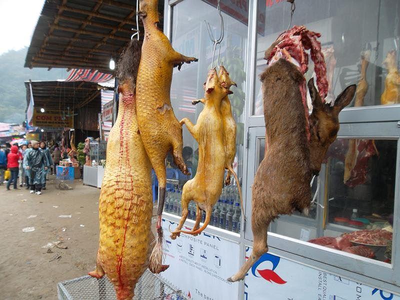Thịt thú rừng được công khai xẻ thịt bán tại chùa Hương, Hà Nội cho du khách.